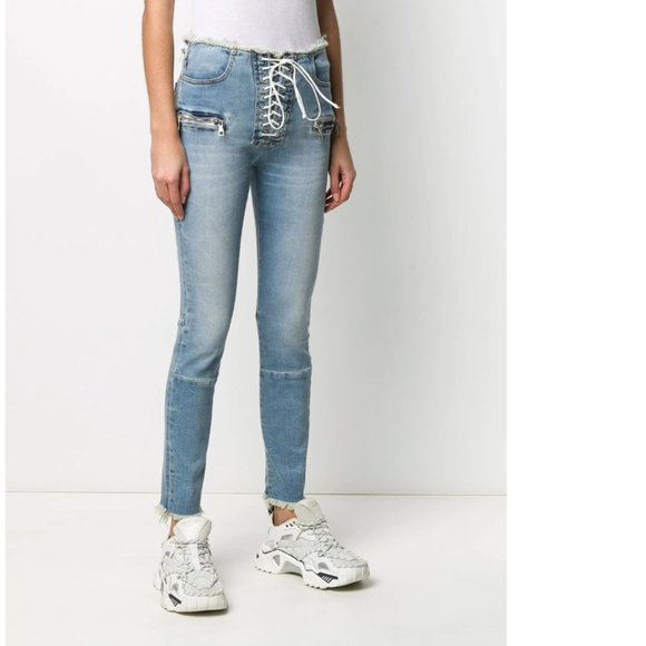 $1350 BEN TAVERNITI UNRAVEL PROJECT LACE UP SKINNY JEANS SZ 28 - Picture 3 of 7